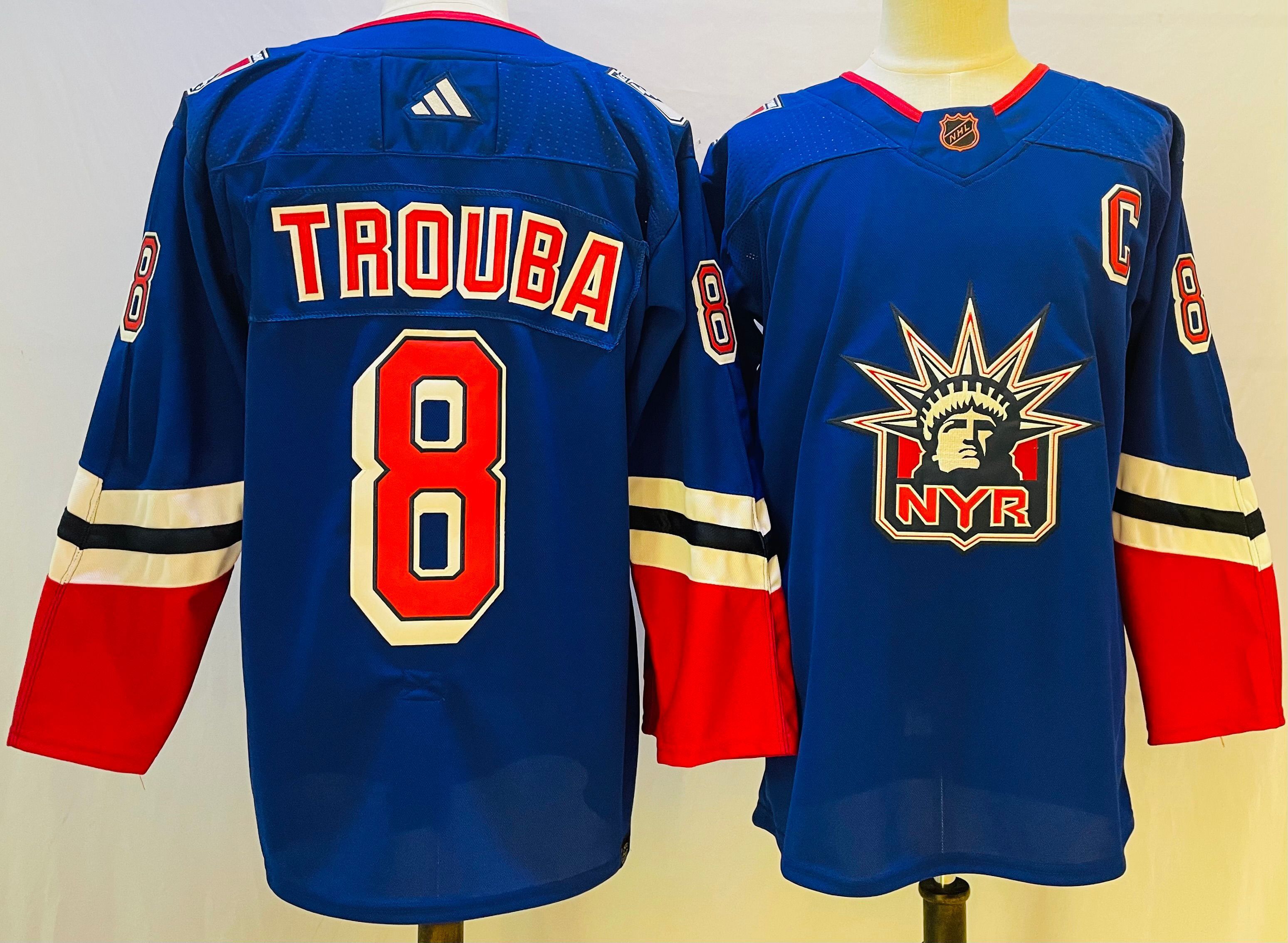 Men New York Rangers 8 Trouba Blue Throwback 2022 Adidas NHL Jerseys